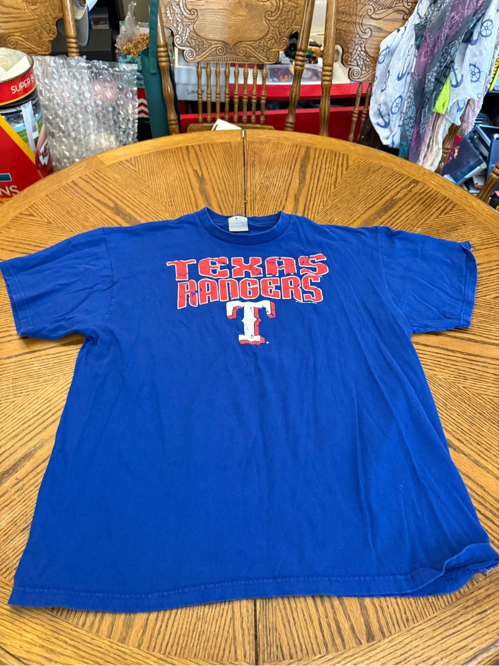 Texas Rangers Short Sleeve Tee - Royal Blue with Red & White Logo